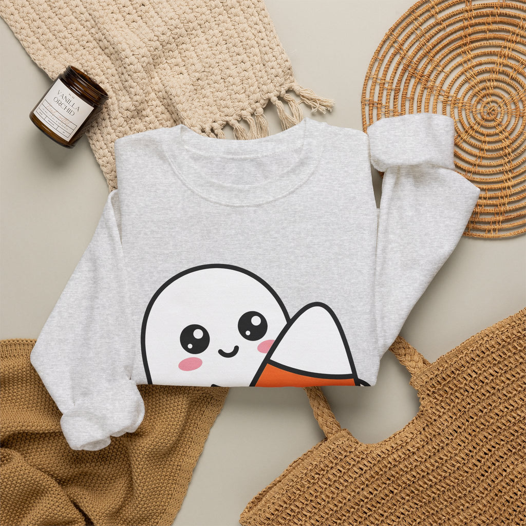 Ghost Sweet Corn Halloween Treats Gift Lovable Sweetcorn Spooky Fan Cute Sweets Clean Happy Sweatshirt