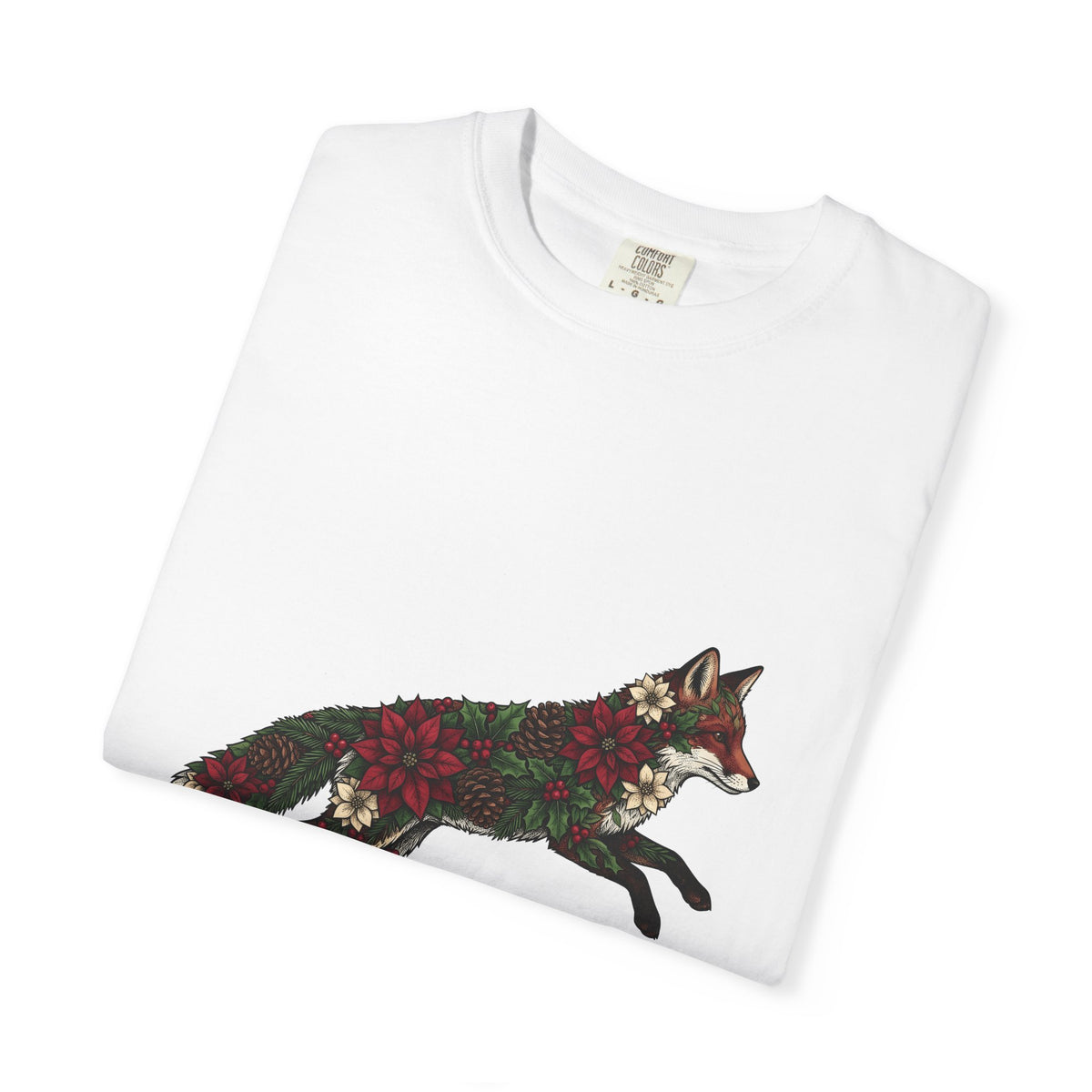Fox Flower Holiday Winter Gift Floral Flower Christmas Fan Floral Snowflake Retro Pine Cone T-Shirt