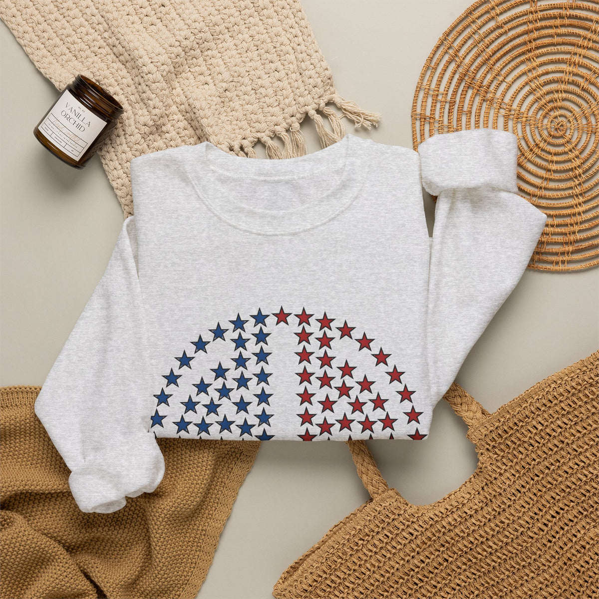 Peace Sign Stars Sweatshirt 4th Of July Calm Gift Women Independence Sweatshirt Star Symbol Sweatshirt Patriot Fan Retro Sweatshirt Serene Graphic Throwback