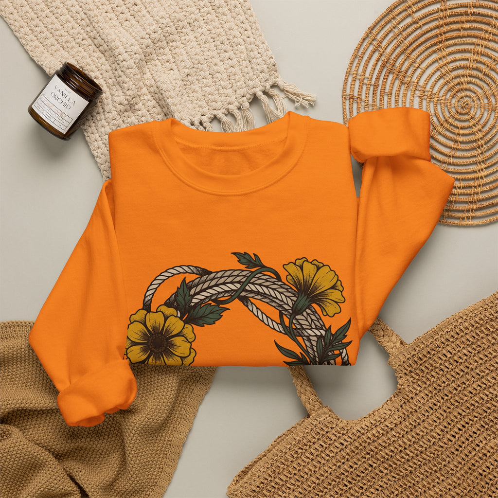Cord Blossom Circle Sweatshirt Cowgirl Rustic Gift Women Sketch Sweatshirt Flower Circle Sweatshirt Cowgirl Fan Doodle Sweatshirt Country Graphic Hand Drawn