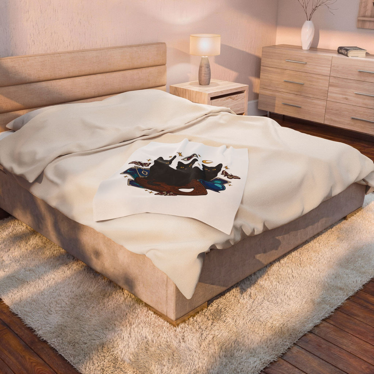 Black Cats Blanket Cat Witchcraft Gift Women Mystical Blanket Kitties Blanket Cat Fan Occult Graphic Blanket Vintage Tarot Cards Blanket