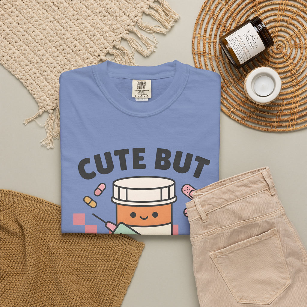 Pill Bottle Syringe T-Shirt Nurses Medical Gift Women Kawaii T-Shirt Medication T-Shirt Nurse Enthusiast Cute T-Shirt Healthcare Graphic Cartoon