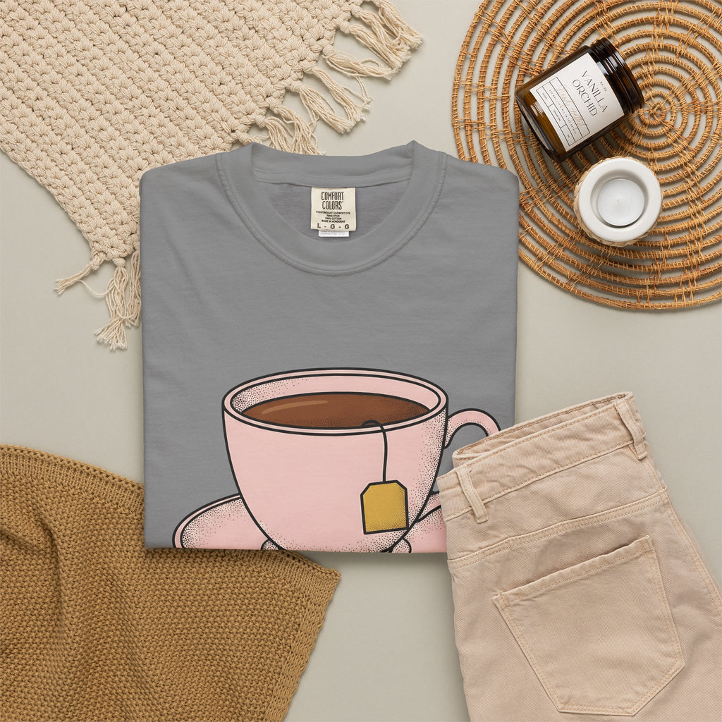 Tea Cup T-Shirt Drinks Foodie Gift Women Hand Drawn T-Shirt Teacup T-Shirt Beverage Fan Illustrated T-Shirt Food Graphic Minimalist Tea T-Shirt T-Shirt