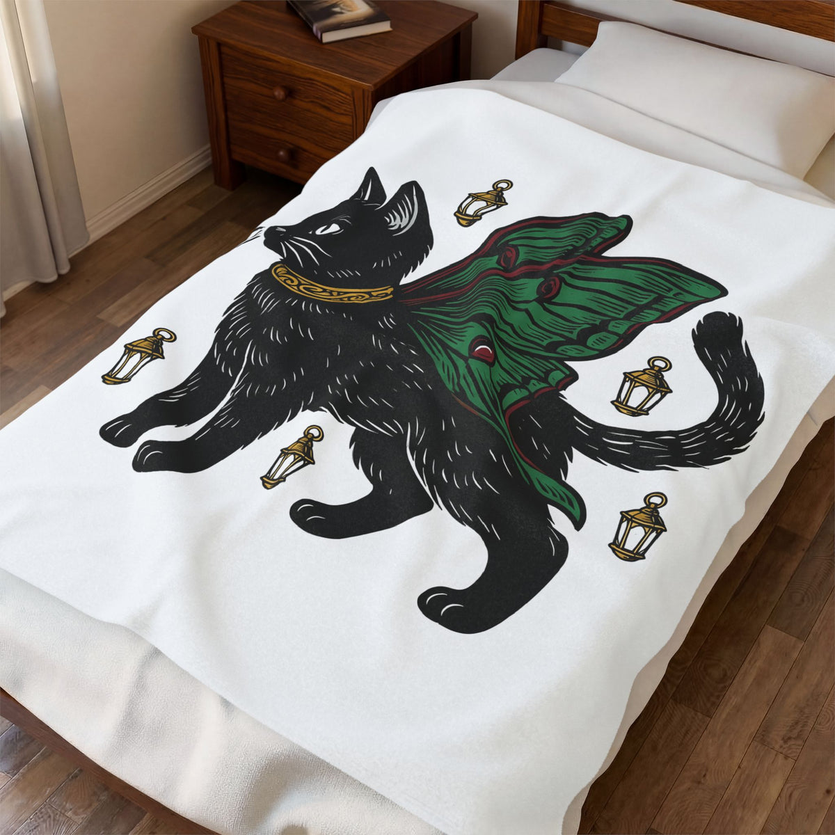 Magical Cat Blanket Cat Mythical Gift Women Enchanted Blanket Kitty Blanket Feline Fan Mystical Graphic Blanket Retro Light Blanket