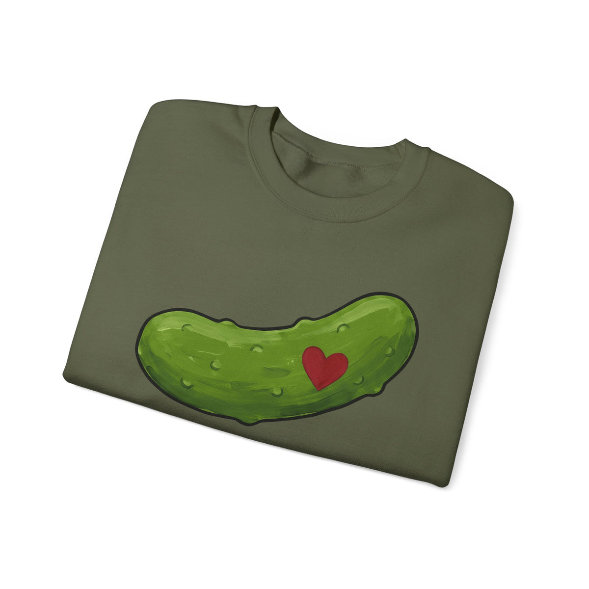 Pickle Illustration Sweatshirt Funny Gastronomy Gift Women Doodle Sweatshirt Dill Sweatshirt Humor Fan Cartoon Sweatshirt Food Graphic Outline Heart Shape