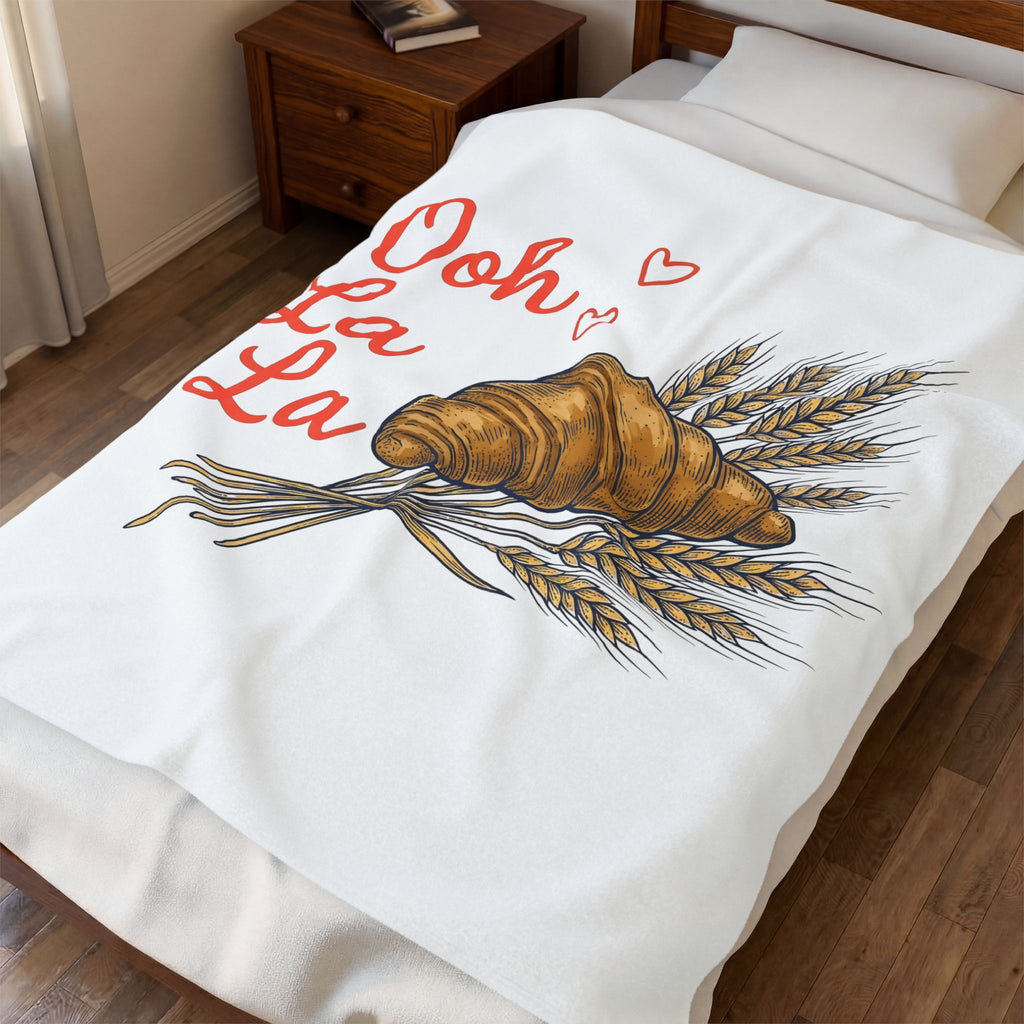 Croissant Drawing Blanket Desserts Sweets Gift Women Retro Blanket Pastry Blanket Dessert Fan Vintage Blanket Treat Graphic Cartoon Flour Blanket