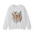 Deer Illustration Sweatshirt Boho Chic Outdoor Gift Women Floral Sweatshirt Fawn Sweatshirt Bohemian Fan Botanical Sweatshirt Wilderness Graphic Retro Flower