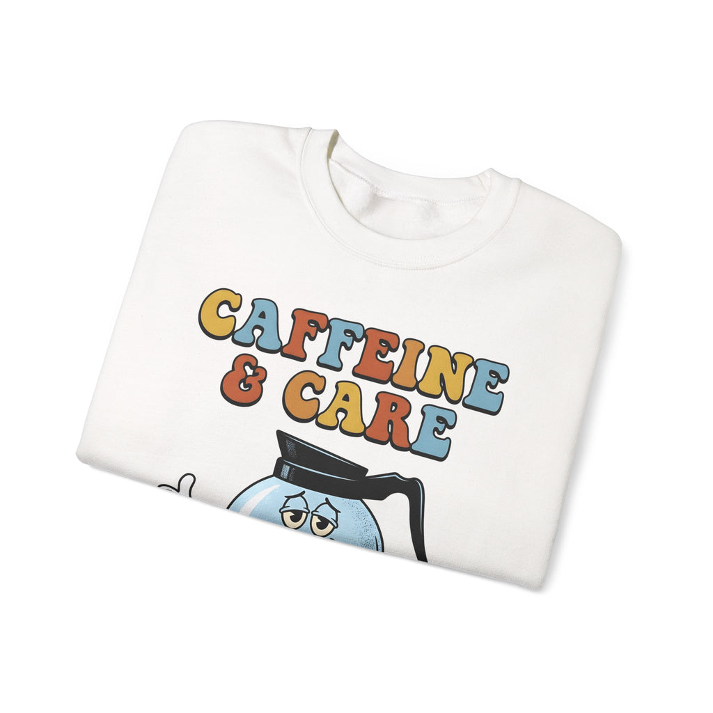 Coffee Pot Character Sweatshirt Nurses Coffee Gift Women Cartoon Sweatshirt Coffee Maker Sweatshirt Nurse Fan Cartoony Sweatshirt Caffeine Graphic Retro