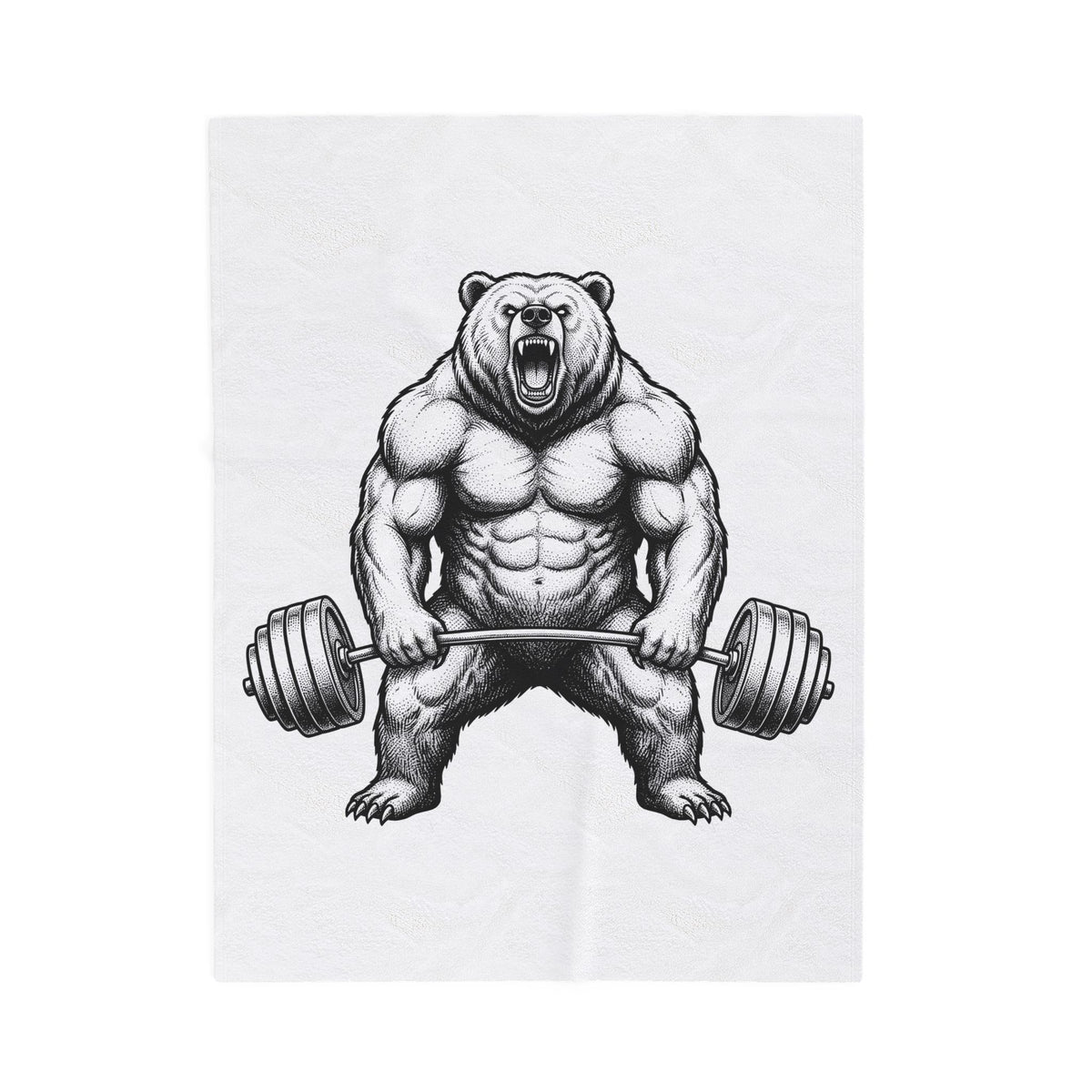 Muscular Bear Blanket Gym Wildlife Gift Women Ink Blanket Grizzly Blanket Fitness Enthusiast Tattoo Blanket Animal Graphic Retro Weight Blanket