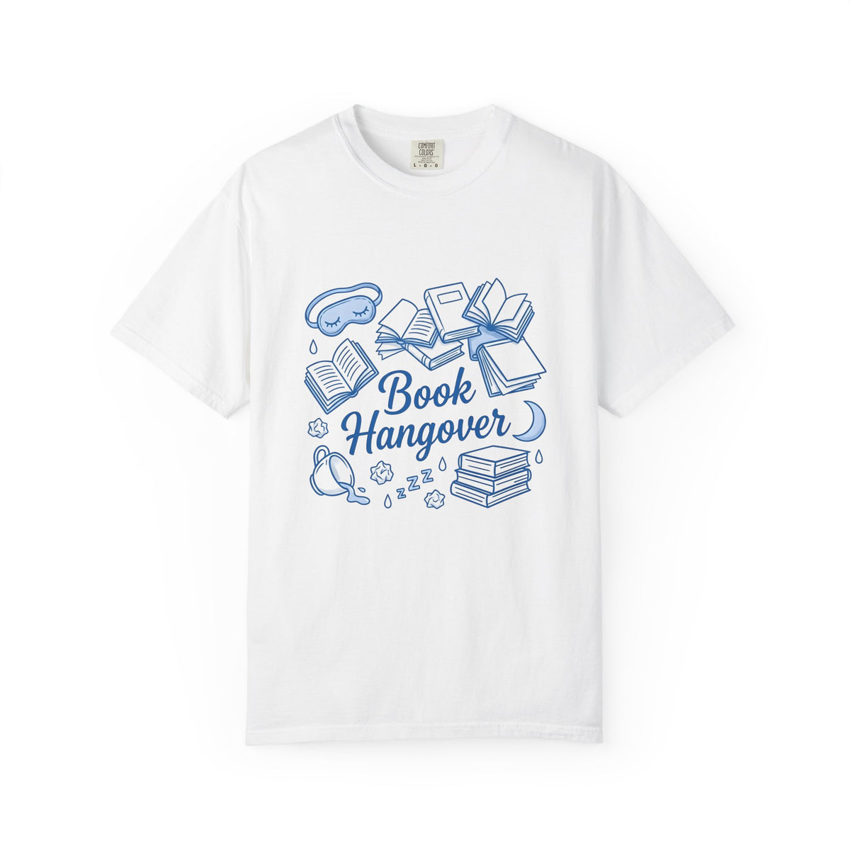 Book Stack T-Shirt Book Reading Gift Women Doodle T-Shirt Book Pile T-Shirt Bibliophile Fan Illustrated Graphic Bookworm Design Whimsical Sleep