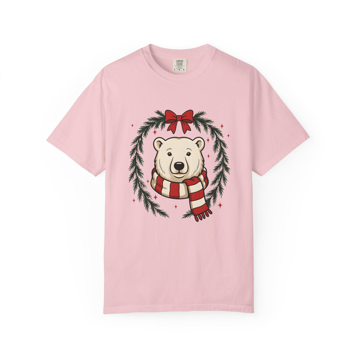 Arctic Bear T-Shirt Christmas Wildlife Gift Women Comic T-Shirt Polar Bear T-Shirt Xmas Fan Cartoon T-Shirt Animal Graphic Sketch Garland T-Shirt