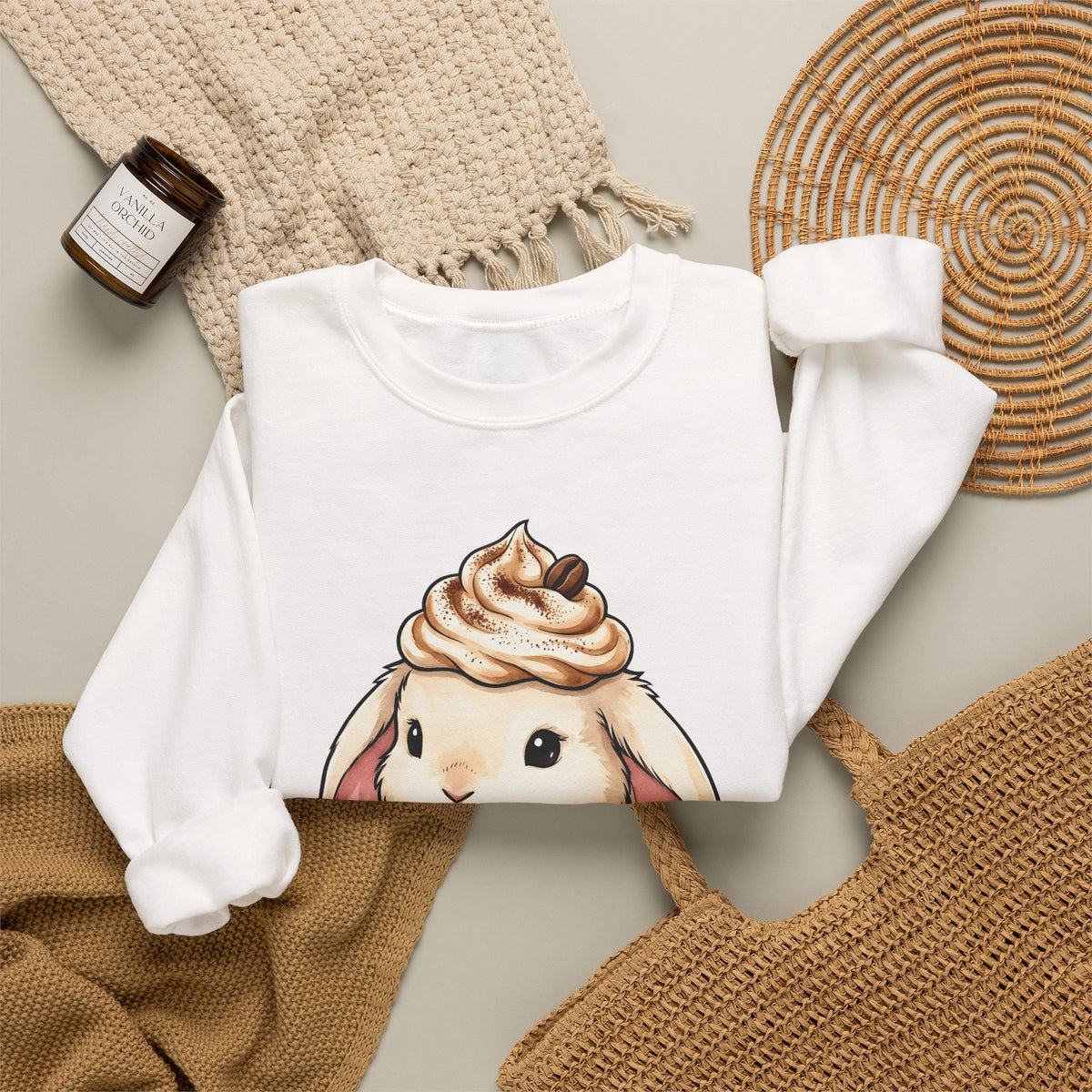 Bunny Espresso Sweatshirt Coffee Wildlife Gift Women Adorable Sweatshirt Rabbit Coffee Sweatshirt Coffee Fan Animal Graphic Sweatshirt Painterly Froth Sweatshirt