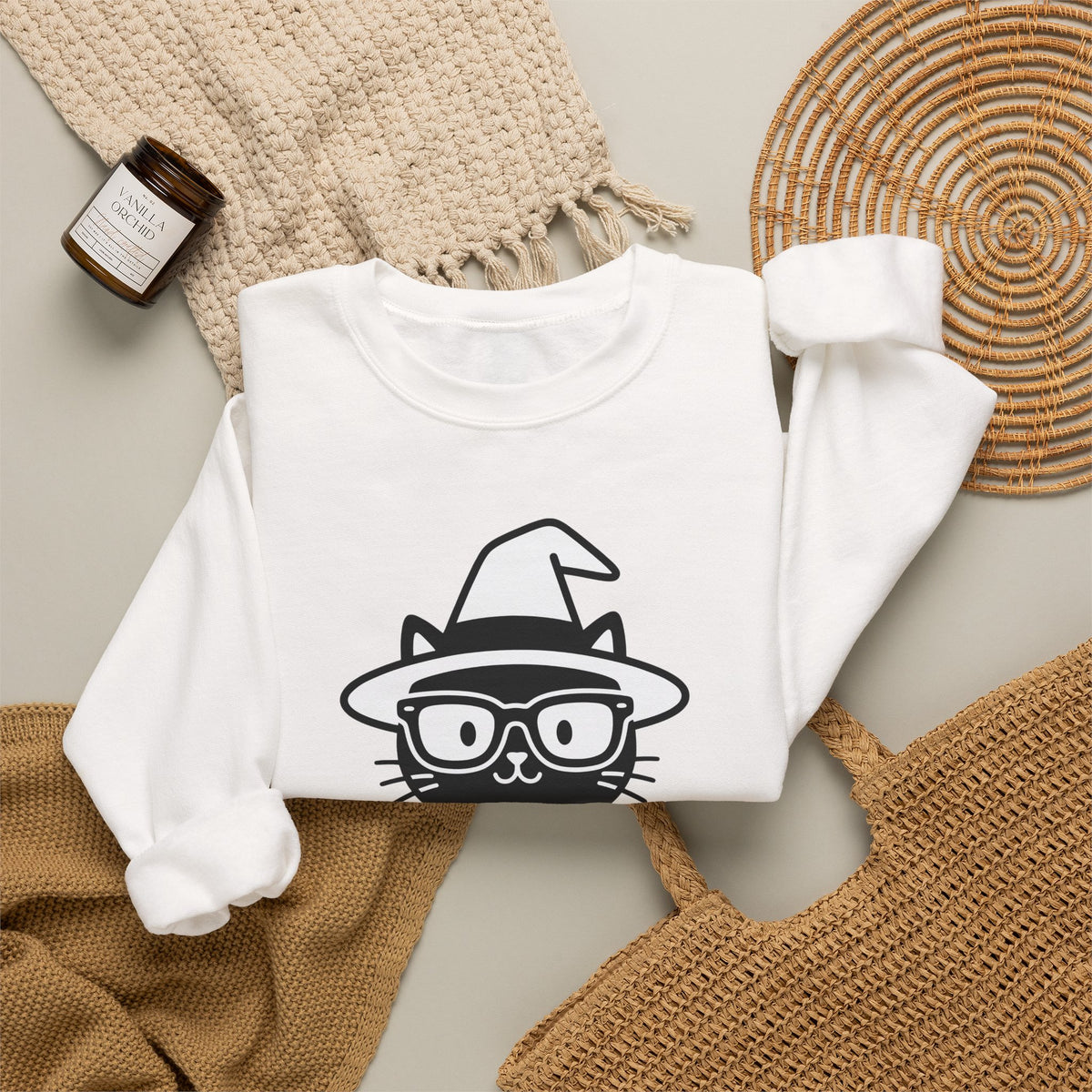 Dark Cat Witch Sweatshirt Halloween Literature Gift Women Animated Sweatshirt Black Cat Witch Sweatshirt Horror Fan Cartoon Sweatshirt Book Graphic Clean