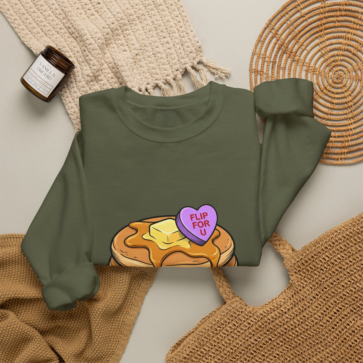 Pancakes Pile Sweatshirt Desserts Brunch Gift Women Comic Sweatshirt Pancake Stack Sweatshirt Sweets Fan Cartoon Sweatshirt Breakfast Graphic Design Graphic