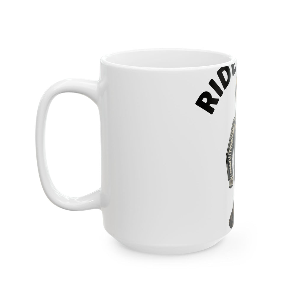 Bony Biker Mug Halloween Chopper Gift Women Old School Mug Biker Mug Horror Fan Retro Mug Motorcycle Graphic Grunge Shades Mug