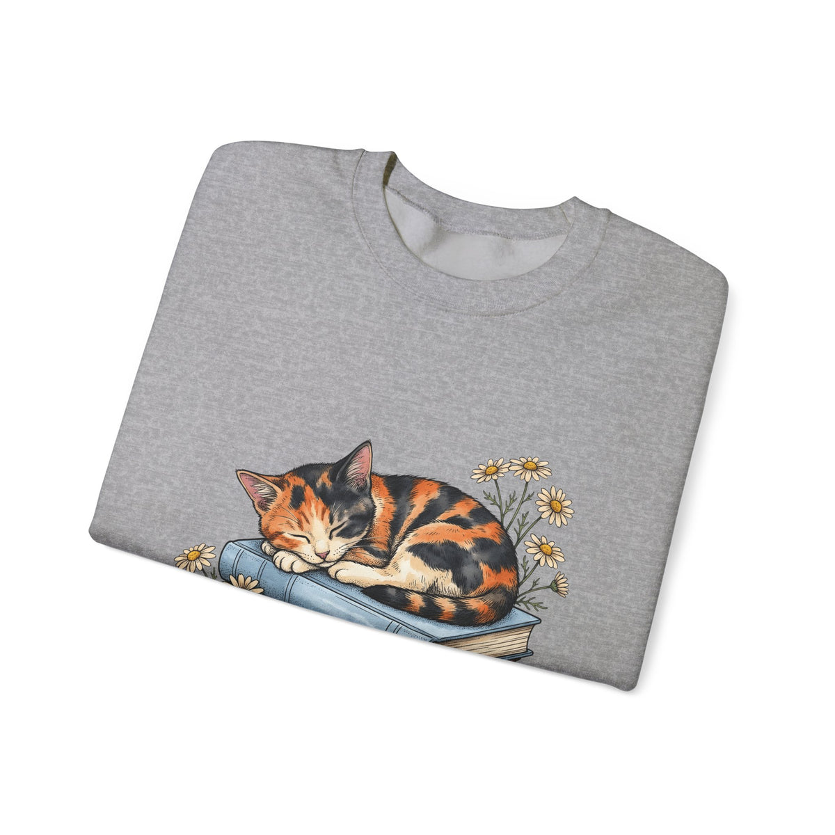 Calico Cat Sweatshirt Cat Floral Gift Women Hand Drawn Sweatshirt Kitten Sweatshirt Cat Fan Illustrated Graphic Vintage Books Sweatshirt