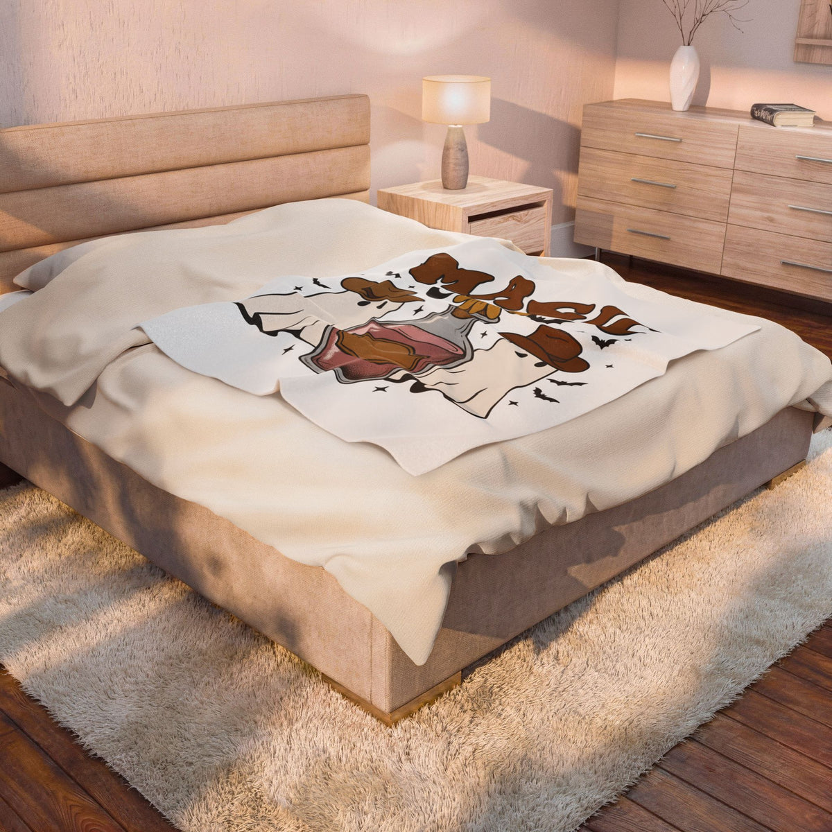 Cowboy Ghosts Blanket Halloween Witchcraft Gift Women Vintage Blanket Specters Blanket Horror Fan Occult Graphic Blanket Retro Potion Bottle Blanket