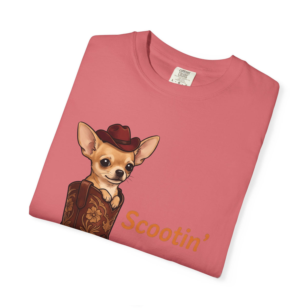 Chihuahua Cowboy T-Shirt Dog Country Gift Women Hand Drawn T-Shirt Puppy T-Shirt Dog Fan Illustrated T-Shirt Country Graphic Rustic Cowboy Boot