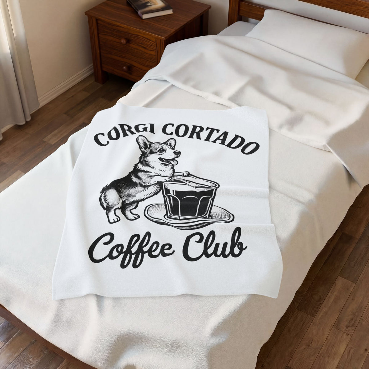 Corgi Blanket Dog Cafe Gift Women Rustic Blanket Pembroke Blanket Dog Fan Country Blanket Coffee Graphic Doodle Latte Cup Blanket