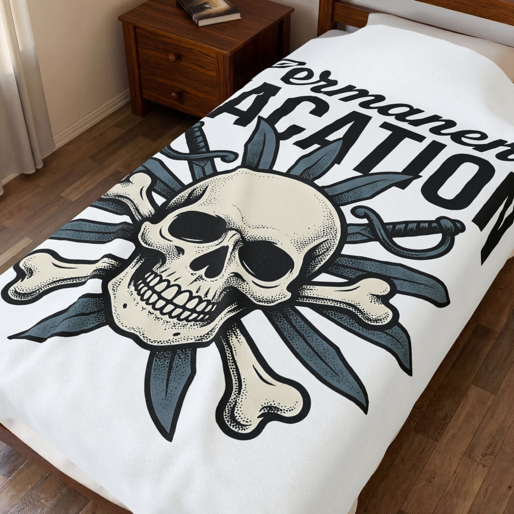 Skull Crossbones Image Blanket Skull Sea Gift Women Traditional Blanket Jolly Roger Blanket Skeleton Fan Vintage Blanket Oceanic Graphic Hand Drawn