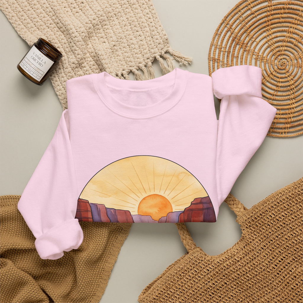 Desert Canyon Sweatshirt Nature Hiking Gift Women Hand Painted Sweatshirt Canyon Sweatshirt Outdoors Enthusiast Painted Sweatshirt Trekker Graphic Retro Dawn