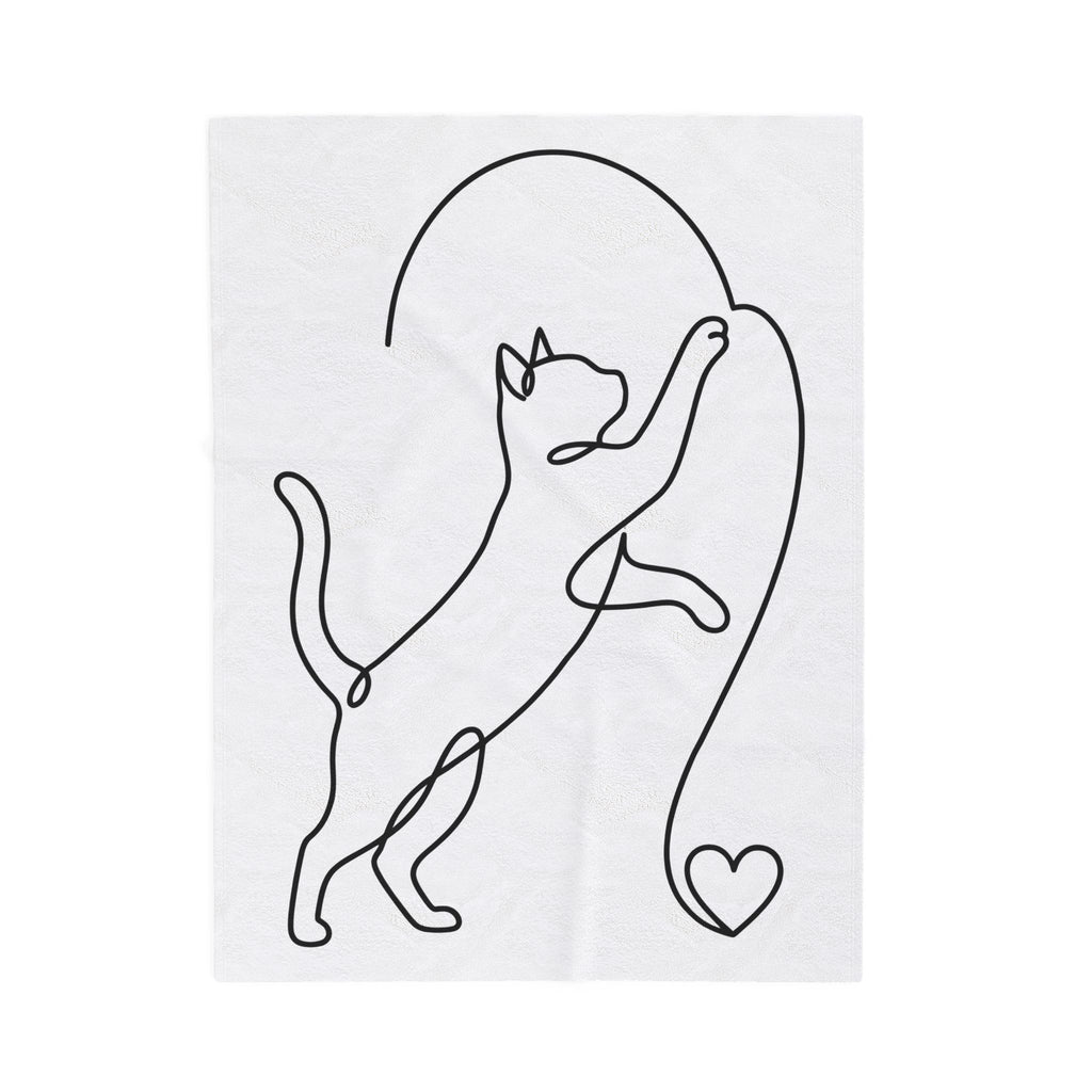 Cat Sketch Blanket Cat Creatures Gift Women Basic Blanket Kitten Blanket Cat Fan Feline Blanket Simple Illustration Animal Graphic Geometric Heart