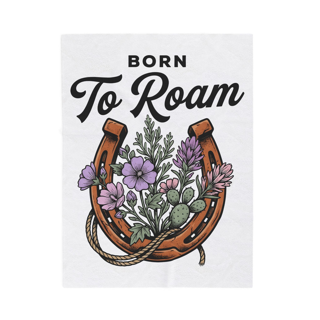Horseshoe Flowers Blanket Cowgirl Western Gift Women Boho Blanket Horseshoe Blanket Rodeo Fan Hippie Blanket Country Graphic Vintage Cactus Blanket