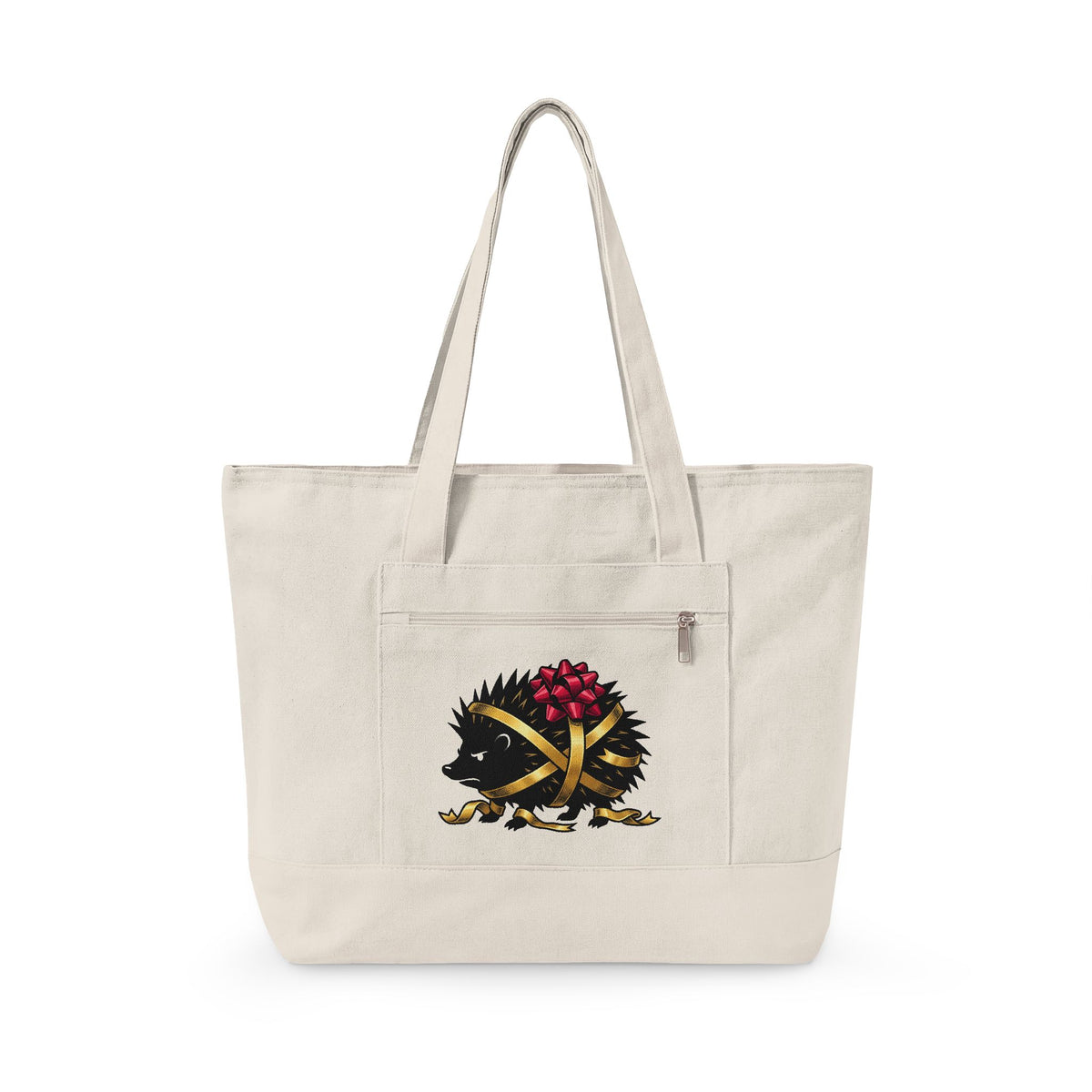 Hedgehog Present Christmas Fauna Gift Comic Porcupine Xmas Fan Cartoon Wildlife Heavy Bow Tote Bag
