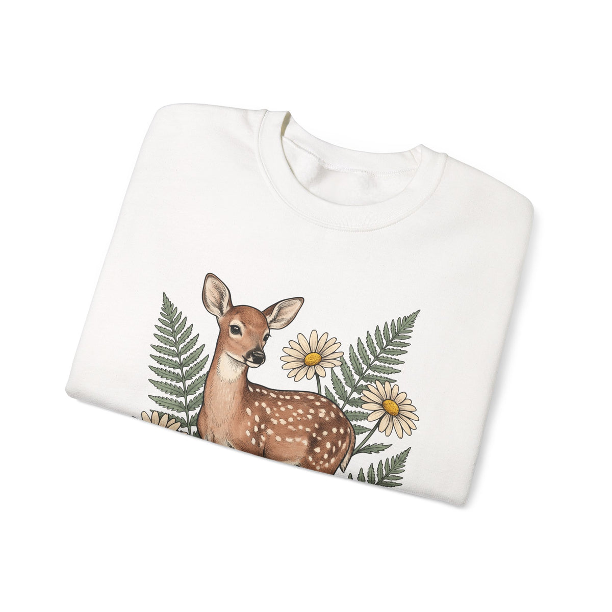 Deer Illustration Sweatshirt Boho Chic Outdoor Gift Women Floral Sweatshirt Fawn Sweatshirt Bohemian Fan Botanical Sweatshirt Wilderness Graphic Retro Flower