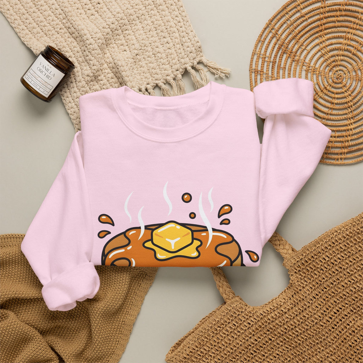 Pancake Stack Desserts Breakfast Gift Cartoon Pancakes Sweets Fan Cartoony Morning Bold Syrup Sweatshirt