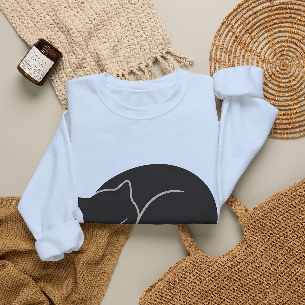 Dozing Feline Sweatshirt Cat Creature Gift Women Geometric Sweatshirt Cat Sweatshirt Kitty Fan Abstract Sweatshirt Beast Graphic Minimalist Claw Sweatshirt