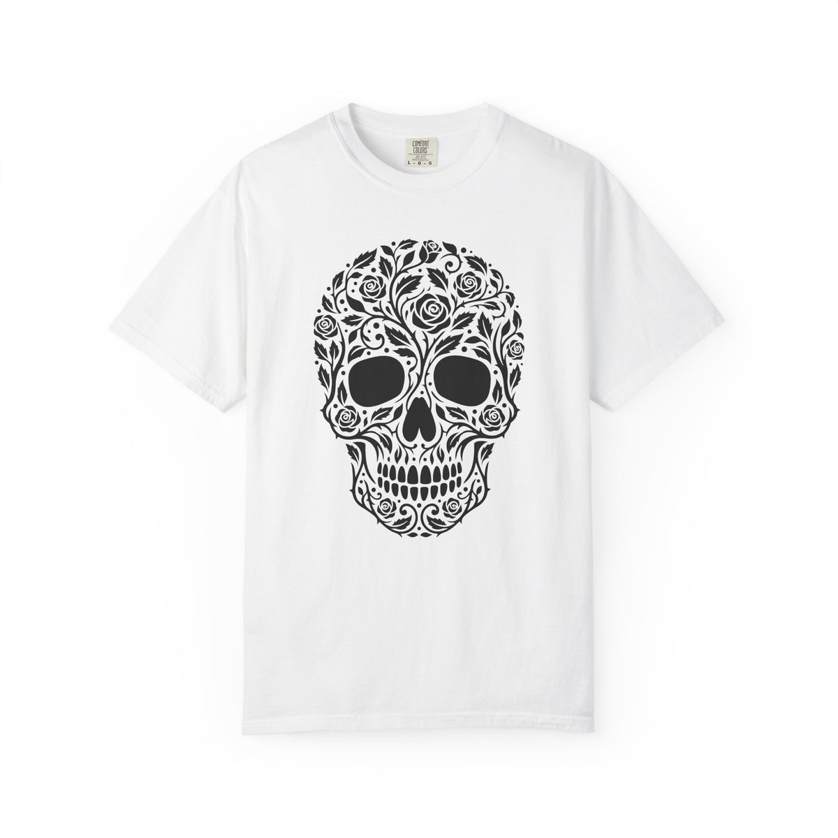 Blossom Skull T-Shirt St. Valentine's Day Macabre Gift Women Line Art T-Shirt Sugar Skull T-Shirt Valentine Fan Hand Drawn T-Shirt Dark Graphic