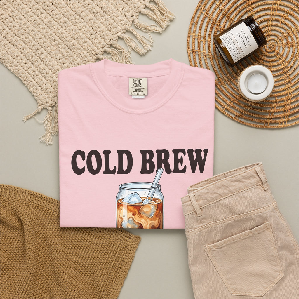 Cold Brew T-Shirt Coffee Gourmet Gift Women Hand Painted T-Shirt Cold Brew Coffee T-Shirt Coffee Fan Hand Drawn T-Shirt Gourmet Design Retro Coffee
