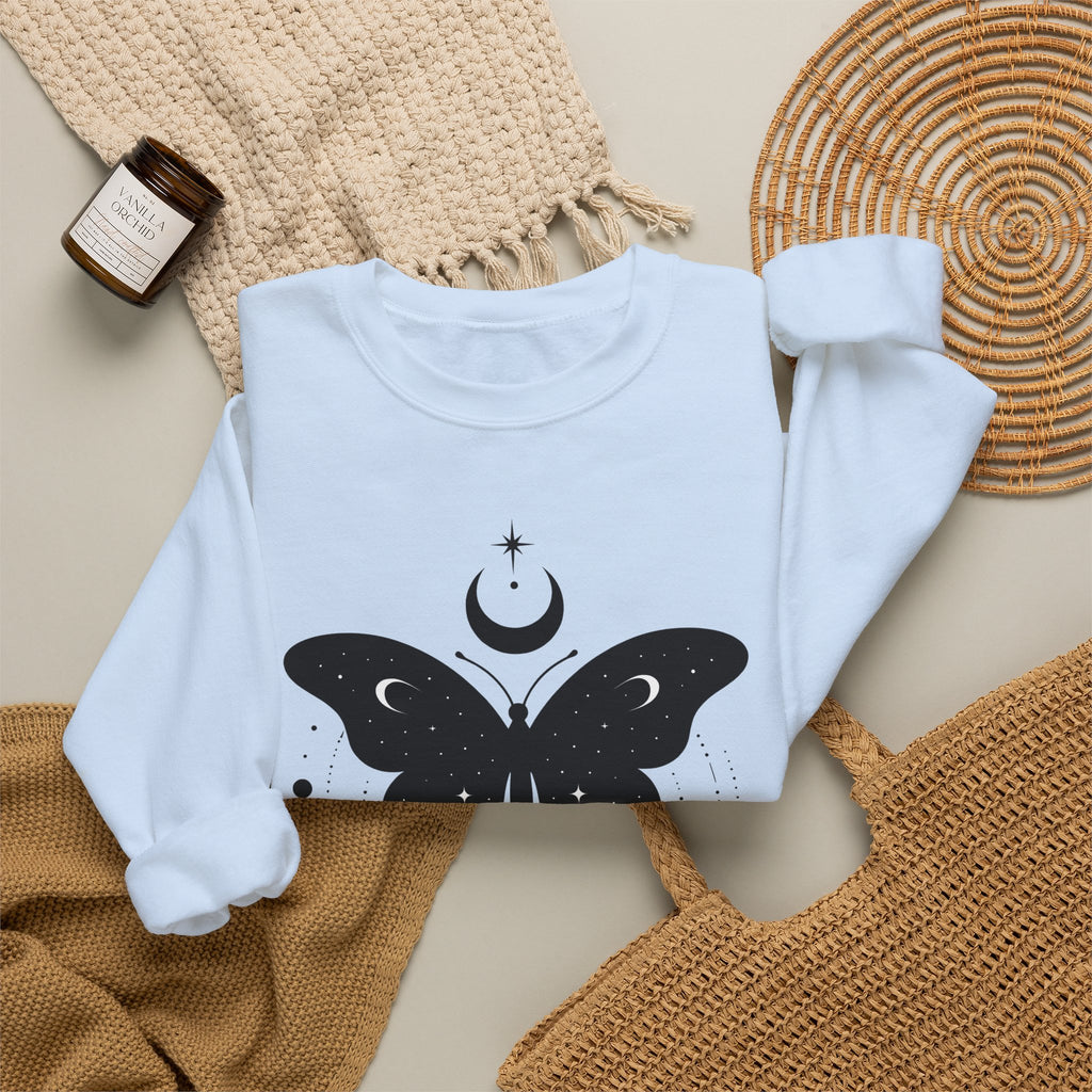 Butterfly Stone Sweatshirt Boho Chic Supernatural Gift Women Mystical Sweatshirt Rock Sweatshirt Bohemian Fan Magical Sweatshirt Occult Graphic Sleek Lunar