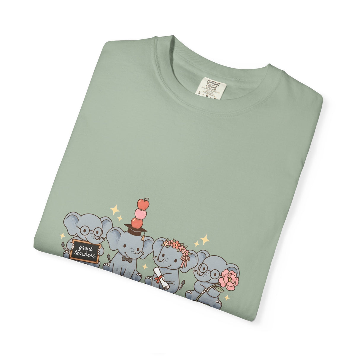 Elephant Group T-Shirt Teacher Graduation Gift Women Cute T-Shirt Herd T-Shirt Educator Enthusiast Cartoon T-Shirt Graduate Graphic Hand Drawn