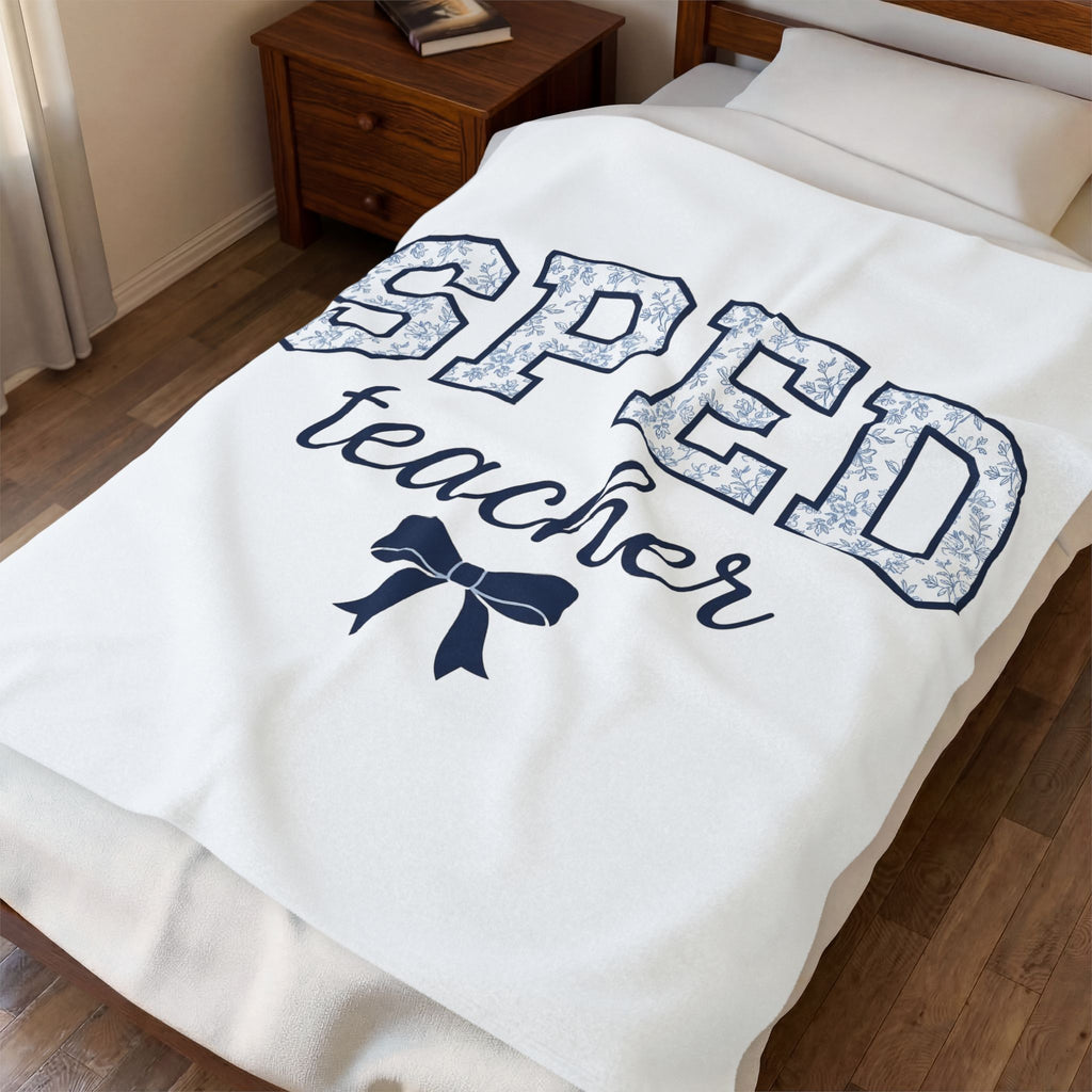 Floral Letterman Letters Blanket Teacher Recognition Gift Women Athletic Blanket Varsity Letter Blanket Educator Enthusiast Sporty Blanket