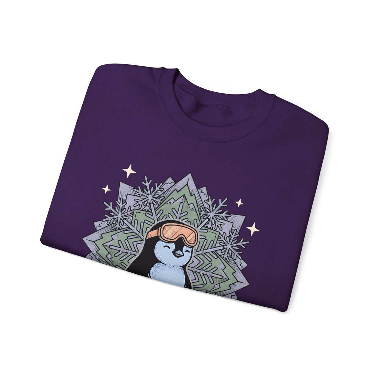 Penguin Graphic Sweatshirt Winter Sports Skiing Gift Women Cartoon Sweatshirt Pinguin Sweatshirt Snow Sports Fan Toon Sweatshirt Slalom Graphic Vintage