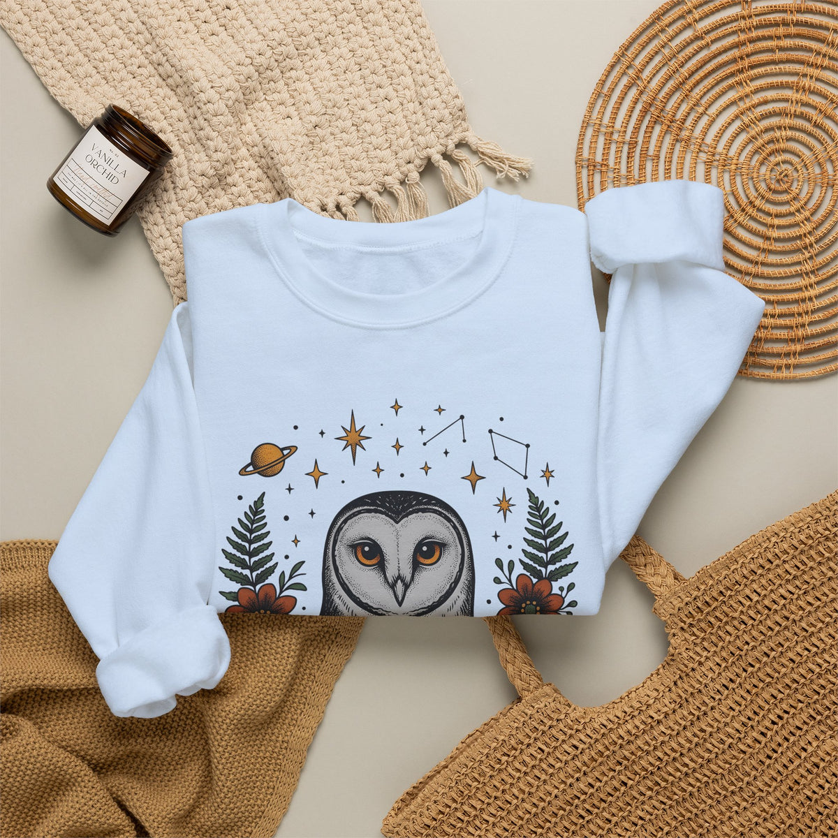 Owl Sun Boho Chic Nature Gift Boho Hoot Bohemian Fan Hippie Environmental Vintage Floral Sweatshirt