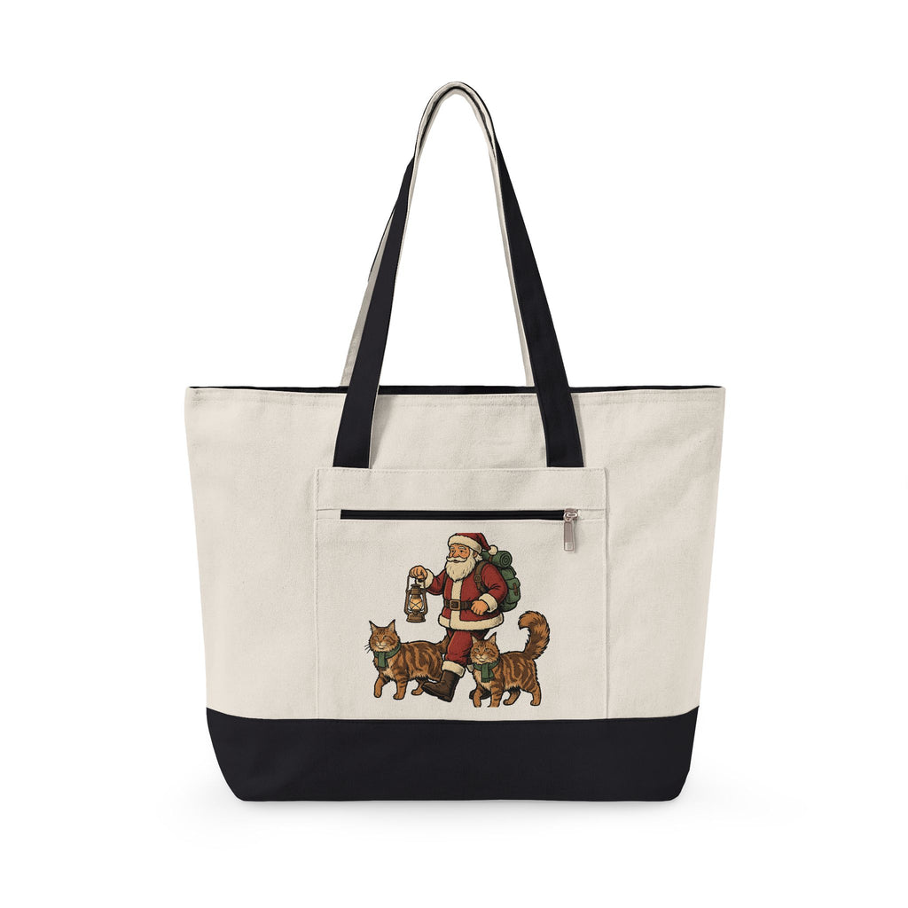 Holiday Cats Tote Bag Christmas Felines Gift Women Rustic Tote Bag Kitty Tote Bag Xmas Fan Cat Graphic Vintage Tote Bag Cartoon Lamp Tote Bag