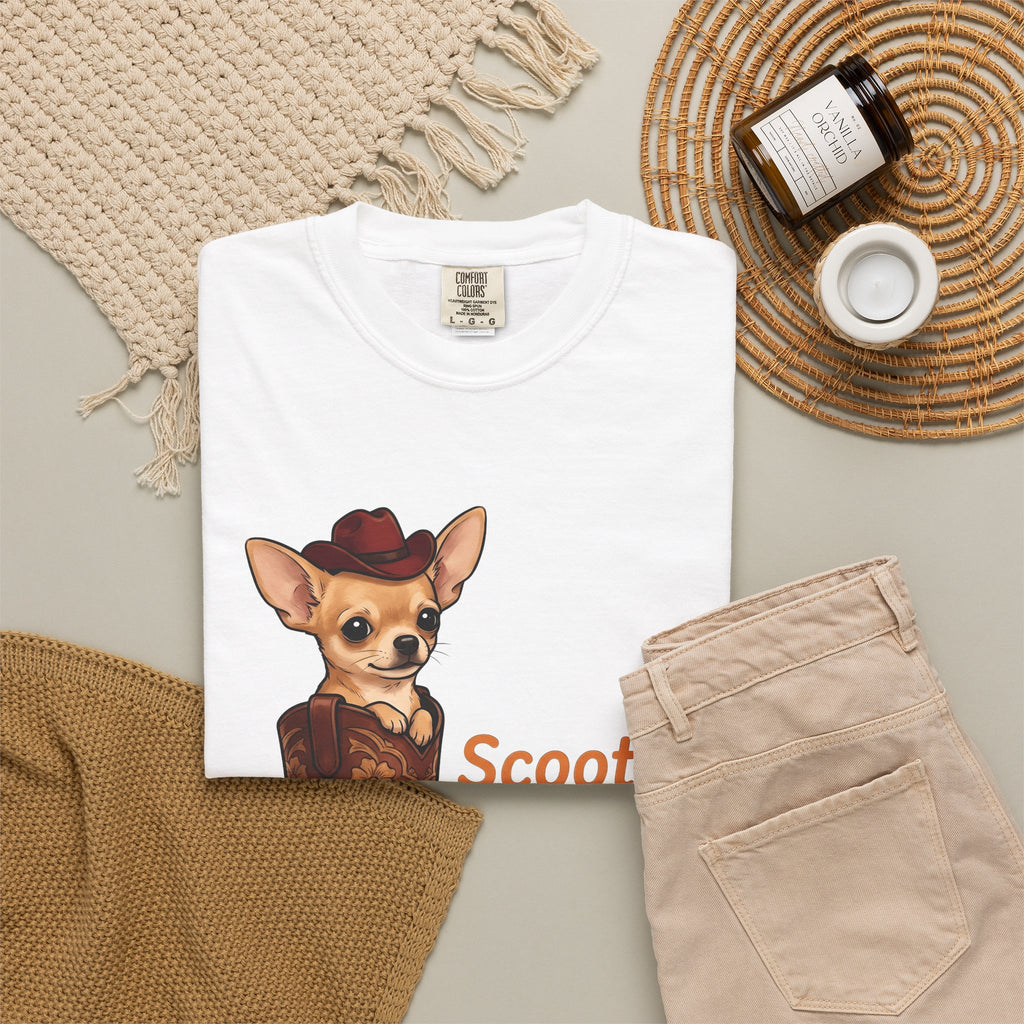 Chihuahua Cowboy T-Shirt Dog Country Gift Women Hand Drawn T-Shirt Puppy T-Shirt Dog Fan Illustrated T-Shirt Country Graphic Rustic Cowboy Boot