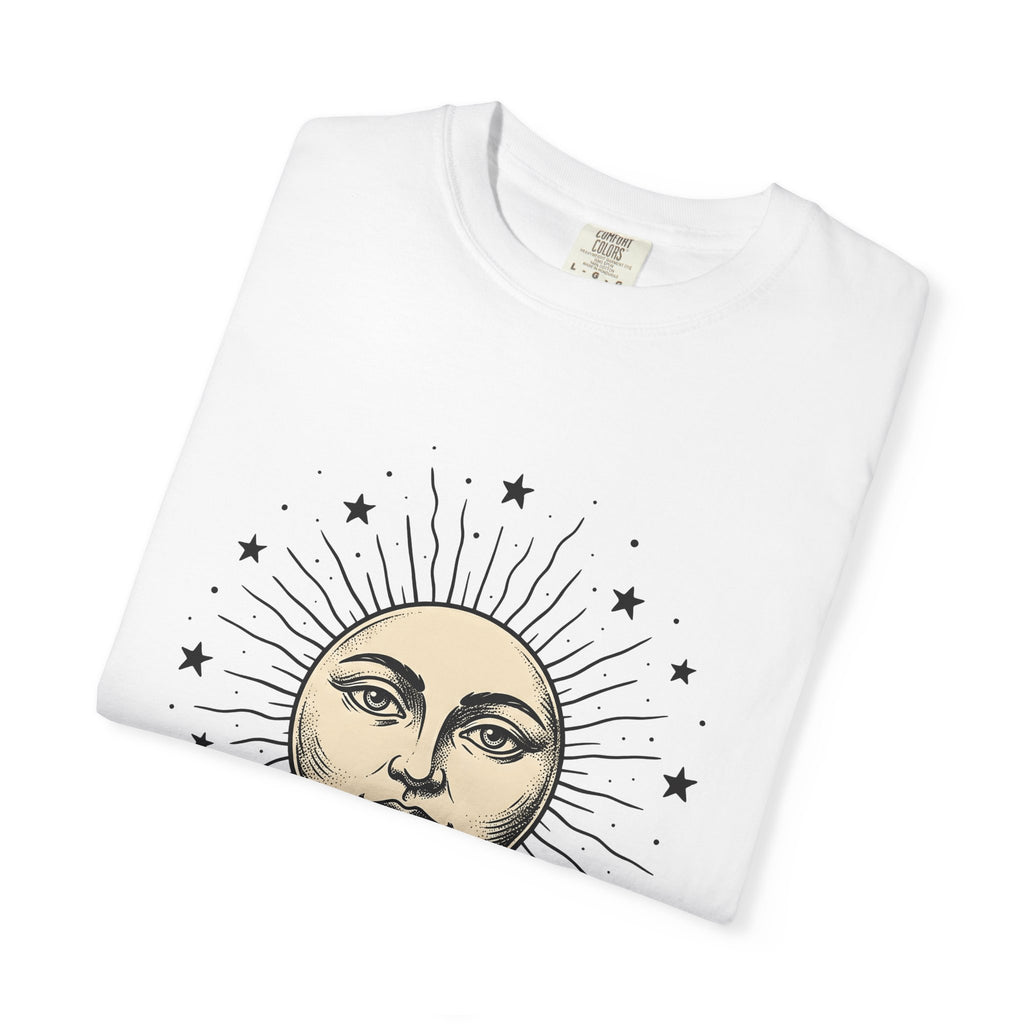 Sun Face T-Shirt Boho Chic Space Gift Women Rustic T-Shirt Sun T-Shirt Hippie Fan Bohemian T-Shirt Galaxy Graphic Line Art Stars T-Shirt