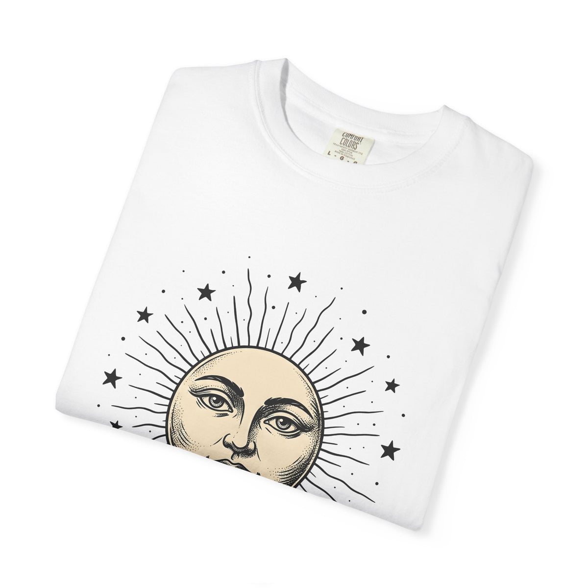 Sun Face T-Shirt Boho Chic Space Gift Women Rustic T-Shirt Sun T-Shirt Hippie Fan Bohemian T-Shirt Galaxy Graphic Line Art Stars T-Shirt