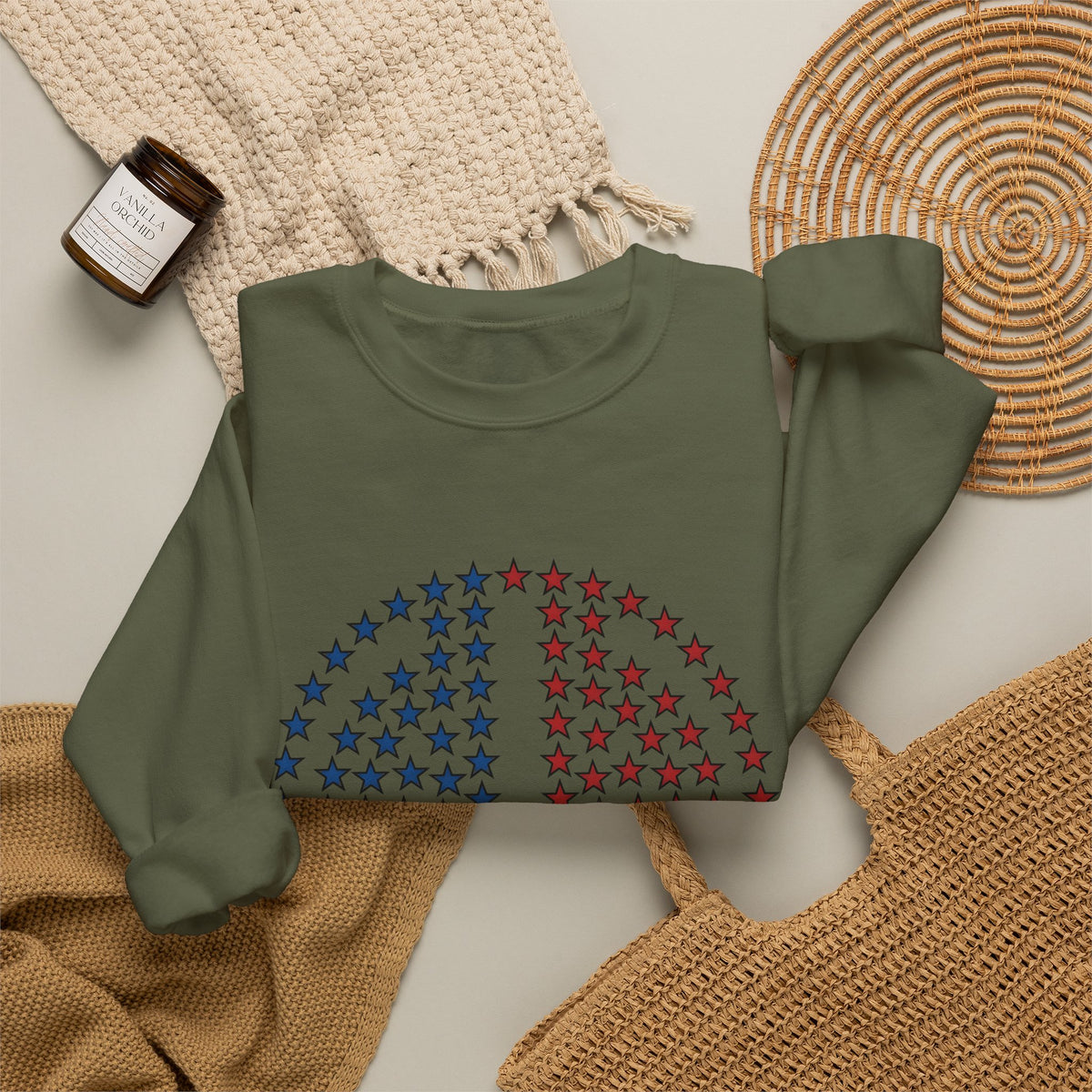 Peace Sign Stars Sweatshirt 4th Of July Calm Gift Women Independence Sweatshirt Star Symbol Sweatshirt Patriot Fan Retro Sweatshirt Serene Graphic Throwback
