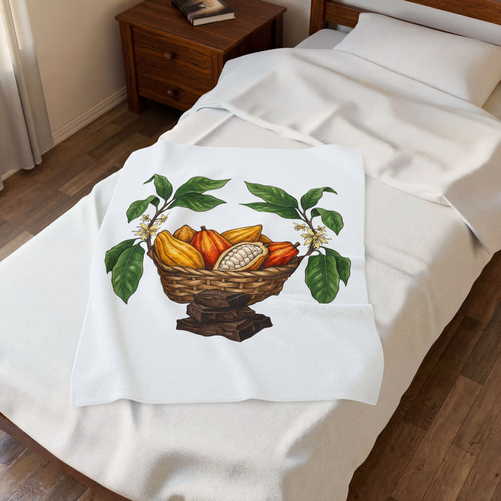 Cacao Basket Blanket Desserts Meal Gift Women Garden Blanket Cocoa Basket Blanket Sweets Fan Pastry Graphic Hand Drawn Chocolate Bar Blanket