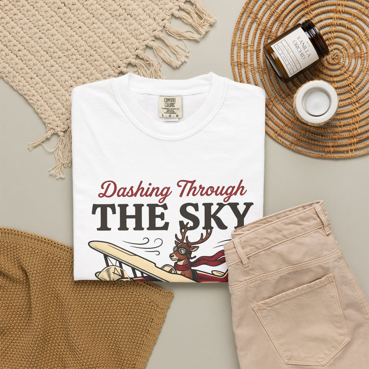 Deer Airplane T-Shirt Christmas Celebration Gift Women Rustic T-Shirt Fawn T-Shirt Noel Fan Vintage T-Shirt Party Graphic Classic Neckwear T-Shirt