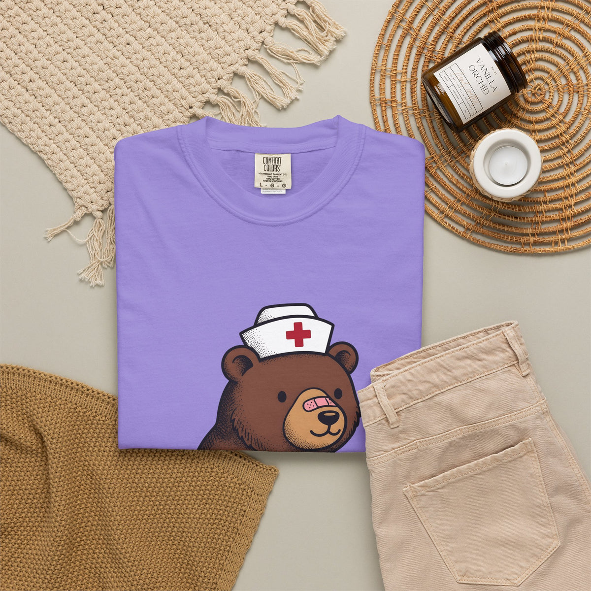 Nurse Bear T-Shirt Nurse Animal Gift Women Cute T-Shirt Teddy Bear T-Shirt Nursing Enthusiast Kawaii T-Shirt Creature Graphic Cartoon Nurse Hat