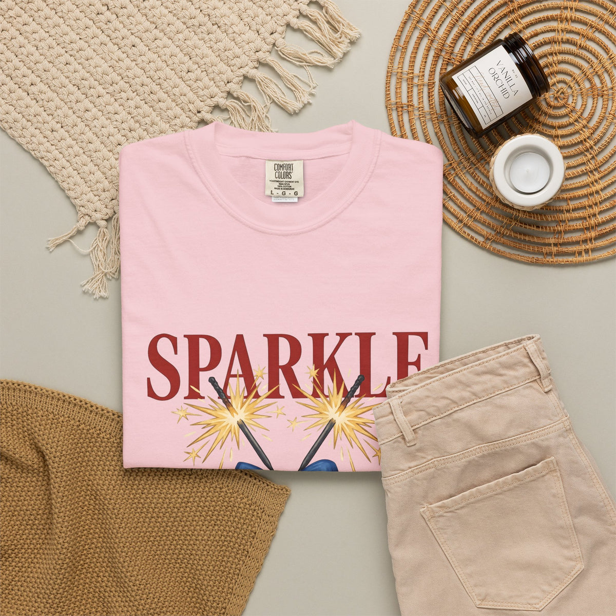 Sparkler Bow T-Shirt 4th Of July America Gift Women Hand Painted T-Shirt Sparkler T-Shirt Independence Day Fan Painted T-Shirt Patriotic Graphic