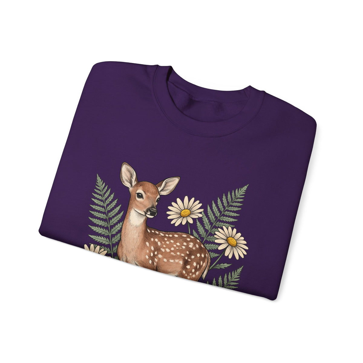 Deer Illustration Sweatshirt Boho Chic Outdoor Gift Women Floral Sweatshirt Fawn Sweatshirt Bohemian Fan Botanical Sweatshirt Wilderness Graphic Retro Flower