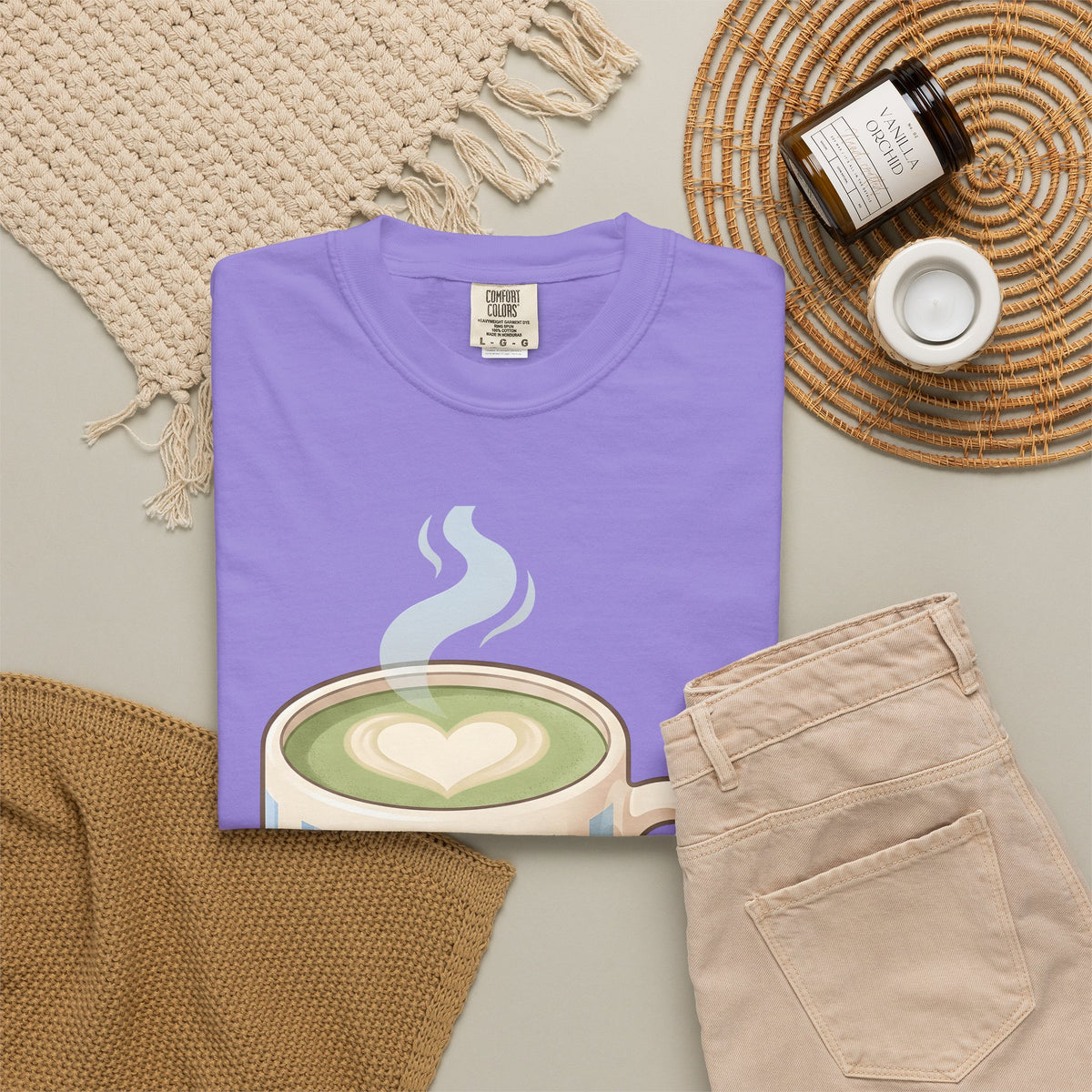 Matcha Latte T-Shirt Coffee Foodie Gift Women Kawaii T-Shirt Green Tea T-Shirt Coffee Fan Cute T-Shirt Food Graphic Minimalist Heart Steam T-Shirt