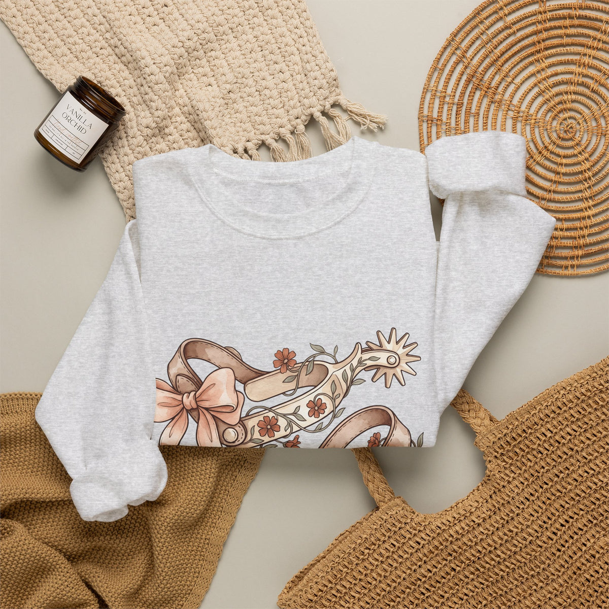 Rodeo Spurs Sweatshirt Cowgirl Cowboy Gift Women Tribal Sweatshirt Spur Sweatshirt Cowgirl Fan Rodeo Graphic Cowhand Graphic Farmhouse Blossom Sweatshirt